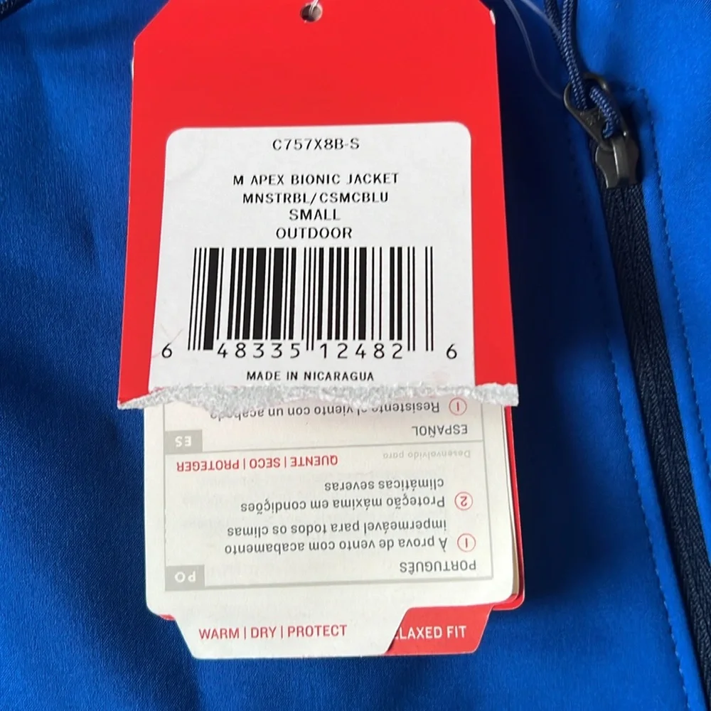 North Face Mens Small Apex Bionic Wind Soft Shell Jacket Cosmic Blue New Hiking
